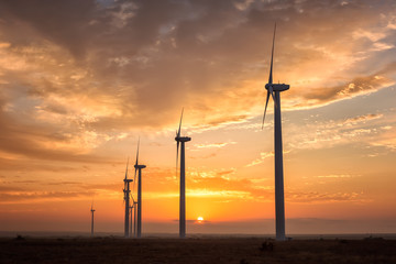 Fototapeta na wymiar Wind farm at sunrise