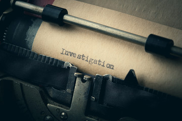 Vintage inscription made by old typewriter, investigation