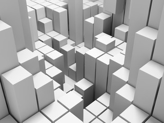 Abstract White Cubes Wall Background