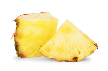 Healthy slices of pineapple on a white background