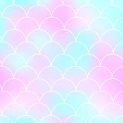 Mermaid gradient scale seamless pattern. Fashion pastel print. Vector hand drawn illustration.