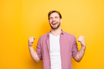 Come true want wish desire best leader leadership people person concept. Portrait of excited...