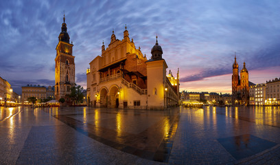Fototapeta The main square in Krakow at sunrise, Poland-Panorama obraz