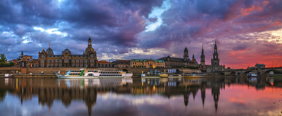 Dresden city skyline -evening panorama of the city ,Dresden, Saxony, Germany