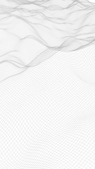 Abstract landscape on a white background. Cyberspace grid. Hi-tech network. Vertical image orientation. 3D illustration