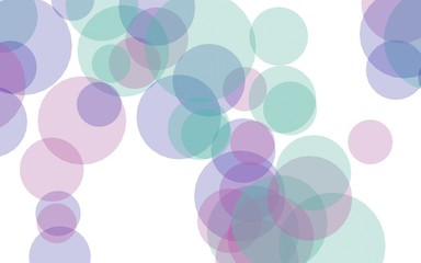 Multicolored translucent circles on a white background. Green tones. 3D illustration