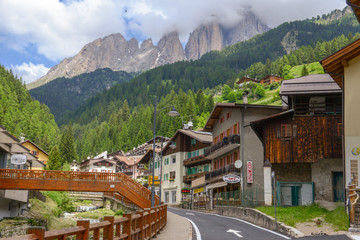 Village of Canazei on Fassa valley in Trentino Alto Adige, Italy