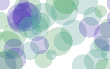 Multicolored translucent circles on a white background. Green tones. 3D illustration