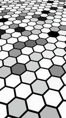 Black honeycomb with a gradient color. Perspective view on polygon look like honeycomb. Isometric geometry. 3D illustration