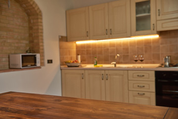 Kitchen interior with desk space
