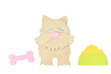 Terrier dog paper cut on white background - isolated