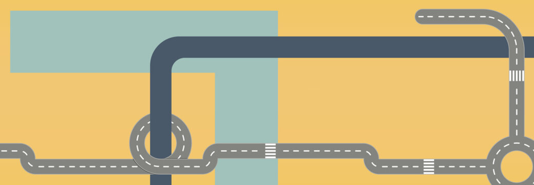 Modern Graphic Roadmaps Series Colorful art with Road pieces and Banners with Copy Space, Flat Design Banner