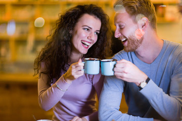 Romantic couple having date in coffee shop