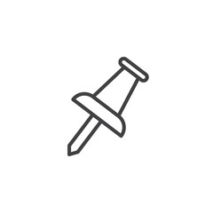 Push pin outline icon. linear style sign for mobile concept and web design. simple line vector icon. Symbol, logo illustration. Pixel perfect vector graphics