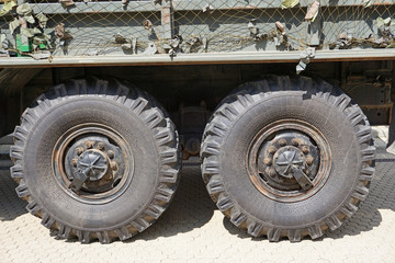 Fototapeta na wymiar Part of a military truck vehicle