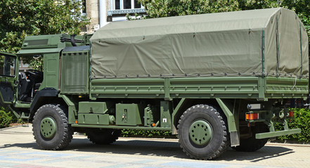 Military truck vehicle on the street