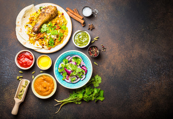Biryani chicken and indian diches