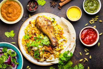 Biryani chicken and indian dishes