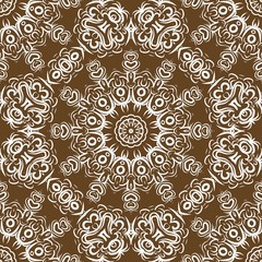 Floral Geometric Pattern with hand-drawing Mandala. Vector super illustration. For fabric, textile, bandana, scarg, print.