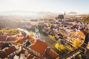 Fototapeta na wymiar Historic town of Cesky Krumlov at sunrise, Bohemia, Czech Republic