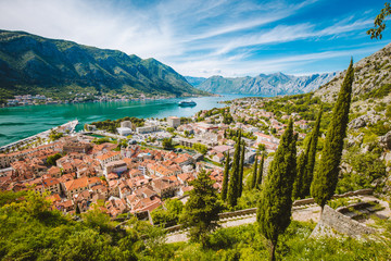 Obraz premium Historic town of Kotor with Bay of Kotor in summer, Montenegro