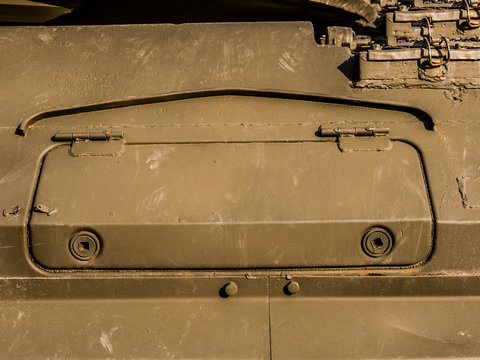 Metal texture of military equipment of protective color