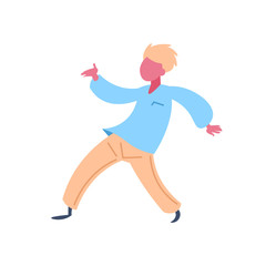 Fototapeta na wymiar casual man character dancing pose isolated male cartoon full length flat vector illustration