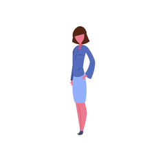 businesswoman character standing pose isolated female cartoon full length flat vector illustration