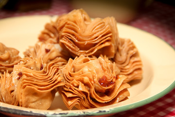 fried pastry with quince and batata typical of south america gastronomy