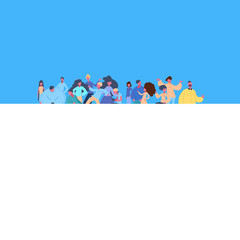 casual people group standing together man woman character diversity poses isolated male female cartoon portrait flat vector illustration