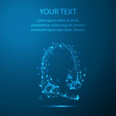 Abstract illustration of headphones in the form of a starry sky or space, consisting of points, lines, and shapes in the form of planets, stars and the universe. Vector business wireframe concept.