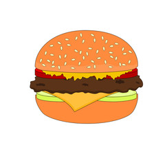 Isolated tasty fast food meat hamburger , illustration icon