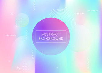 Fototapeta premium Bauhaus background with liquid shapes. Dynamic holographic fluid with gradient memphis elements. Graphic template for flyer, ui, magazine, poster, banner and app. Bright bauhaus background.