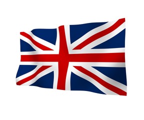 Waving flag of the Great Britain. British flag. United Kingdom of Great Britain and Northern Ireland. State symbol of the UK. 3D illustration