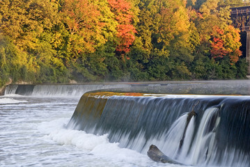 Dam on the Grand River, Paris, Canada in autumn