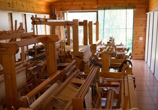 Machine with silk thread in factory