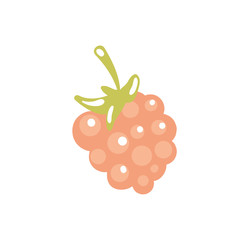 Ripe raspberry icon in doodle flat style isolated on white background. Cartoon razz icon symbol for your web site design, logo, app, UI. Berry sign in vector hand-drawn illustration, EPS10.