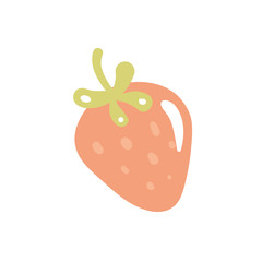 Strawberry cute icon in doodle flat style isolated on white background. Cartoon strawberry icon symbol for your web site design, logo, app, UI. Berry sign in vector hand-drawn illustration, EPS10.