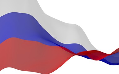 Waving flag of the Russian Federation. The National. State symbol of the Russia. 3D illustration