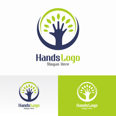 Natural Hand Logo Vector Template