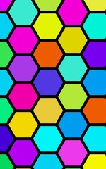 Honeycomb many color, multicolored. Isometric geometry. 3D illustration