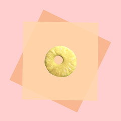 pineapple slices on graphic background, minimal pastel colors