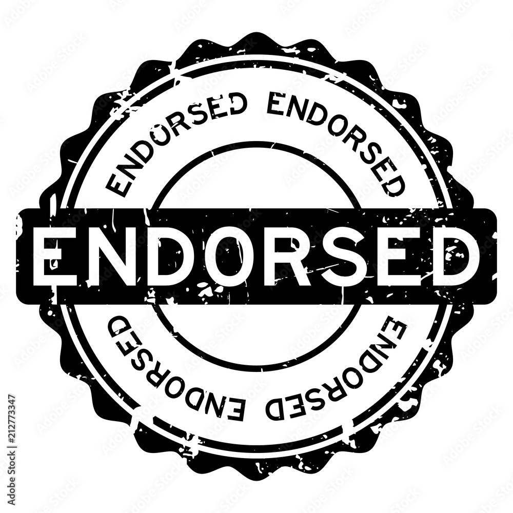 Sticker Grunge black endorsed word round rubber seal stamp on white background