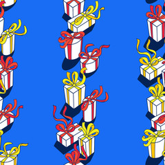 Happy presents day. Vector seamless pattern.