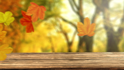 Naklejka na ściany i meble Table background and autumn time 