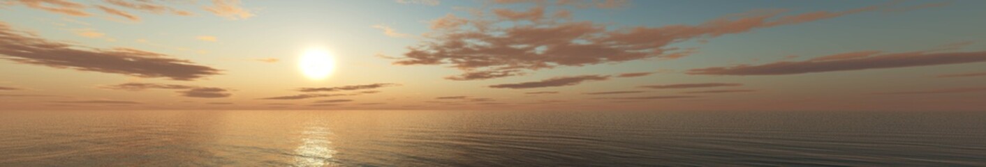 Obraz premium Beautiful sea view. Sea sunset. Light over the sea. 3D rendering 