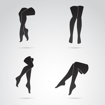 Woman legs in beauty poses vector icon.