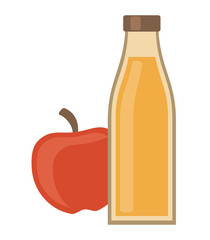 Tasty apple juice in a bottle