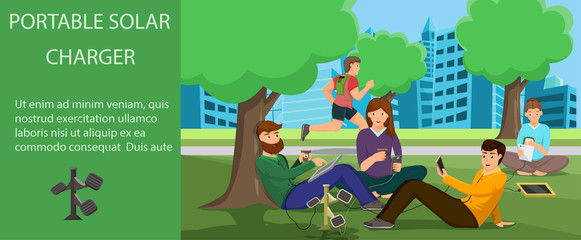 Portable Solar Charger. Vector Illustration.