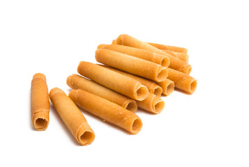 wafer rolls isolated on white background